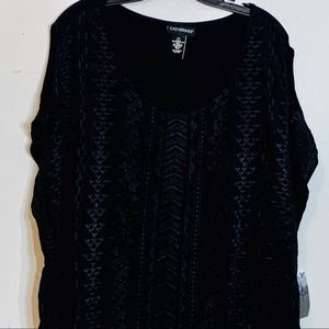 NWT Catherines‎ Embroidery Embossed Black Shirt Size 2X